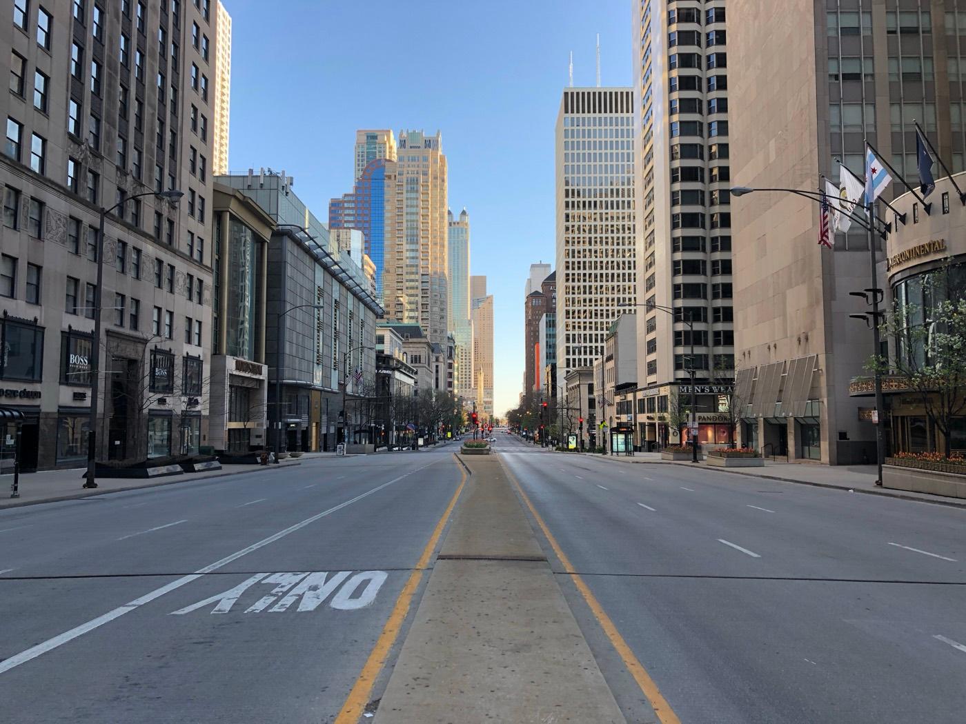 Empty Chicago during COVID