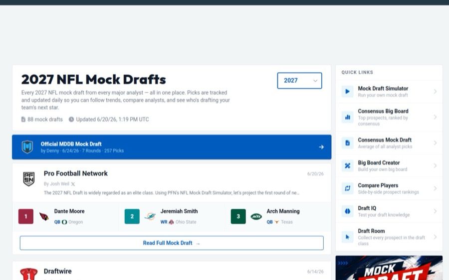 NFL Mock Draft Database
