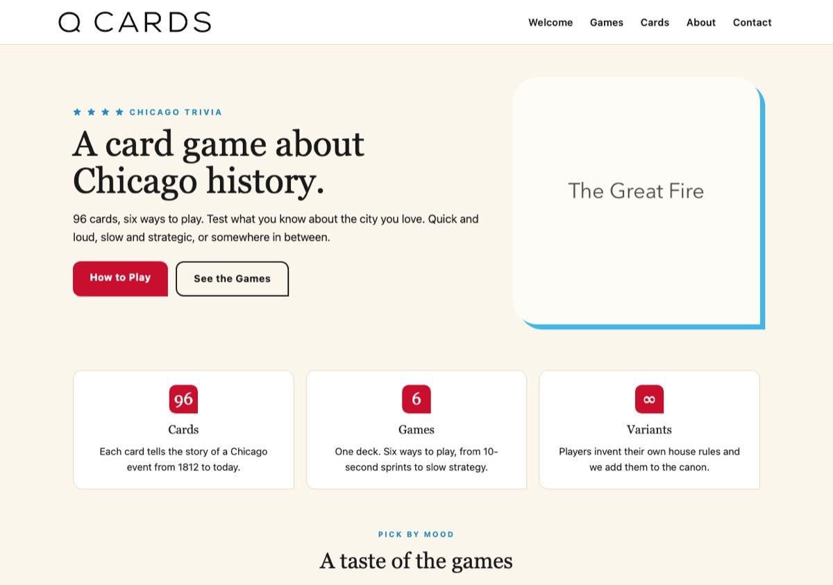 The Q Cards website at qcards.co
