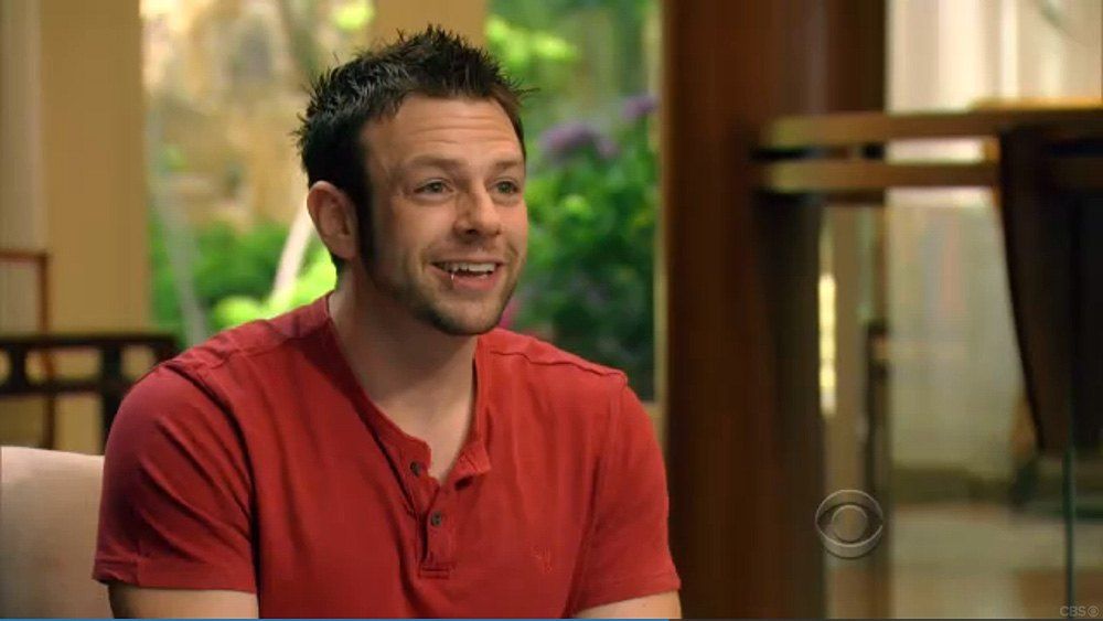 Joe Martin on the CBS dating show 3, mid-smile