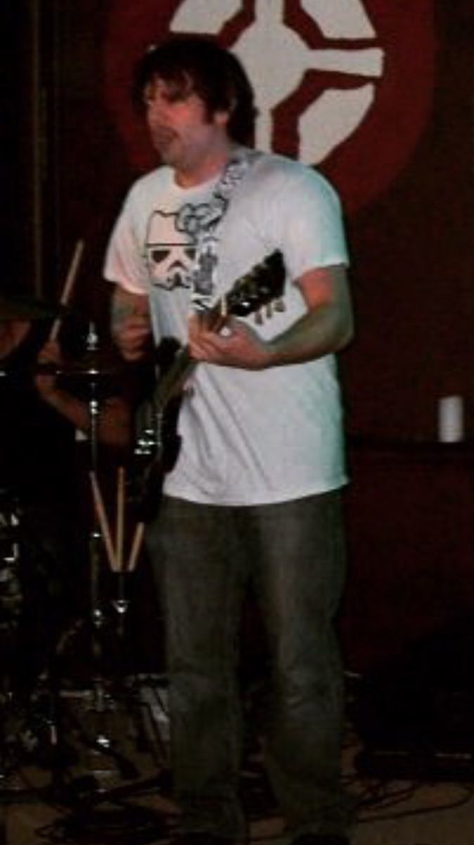 Joe playing live with The Fold in a Stormtrooper t-shirt