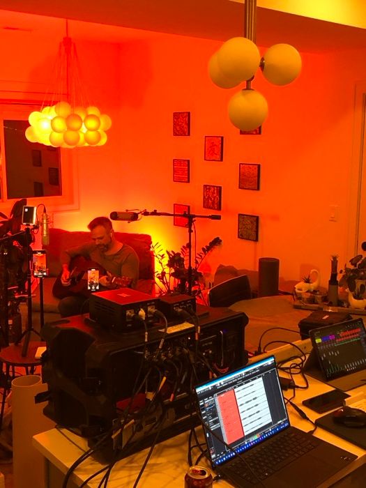 Recording the acoustic Kanye album, as a musician.