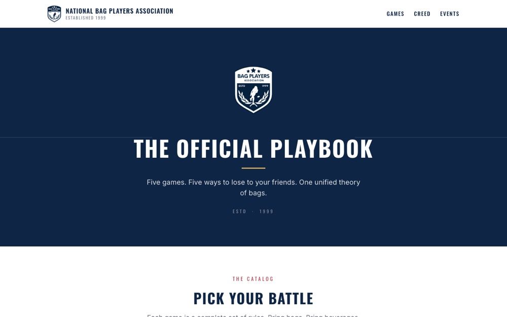 The National Bag Players Association homepage