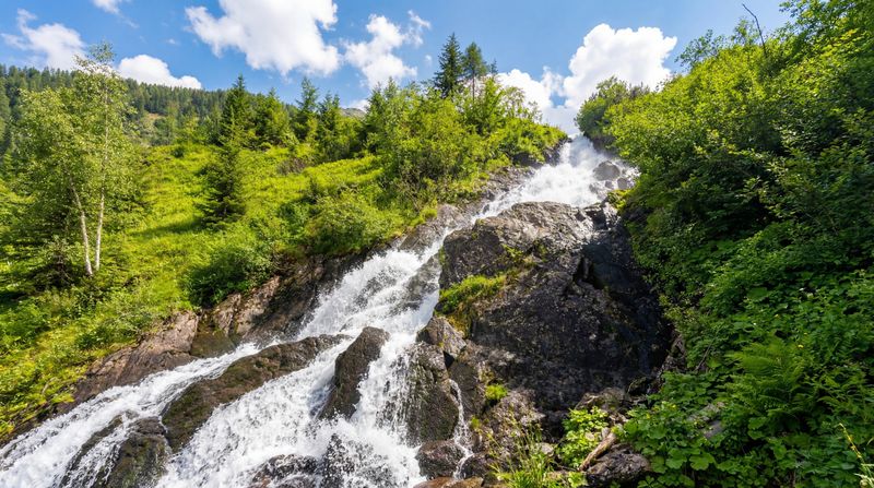 A close-up view of the Bodenseewasserfall on the last day of the Schladming Alpine Circuit in Austria.