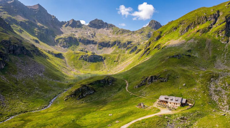 The descent toward Landawirseehütte is a perfect spot for a beer break on the third day of the Schladming Alpine Circuit in Austria.