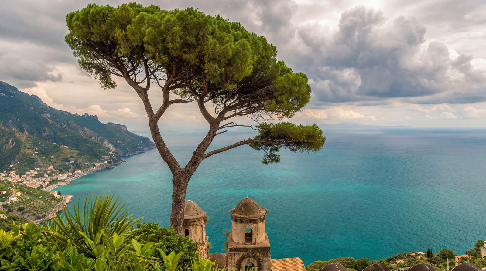 The view from Villa Rufolo on the Path of the Gods trail in Amalfi, Italy
