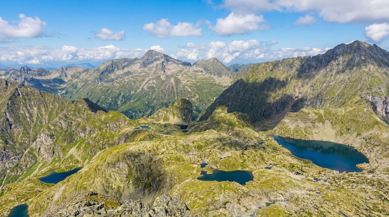 The view from the highest point on the Schladming Alpine Trail in Austria, the summit of Mount Greifenberg (2,618 m).