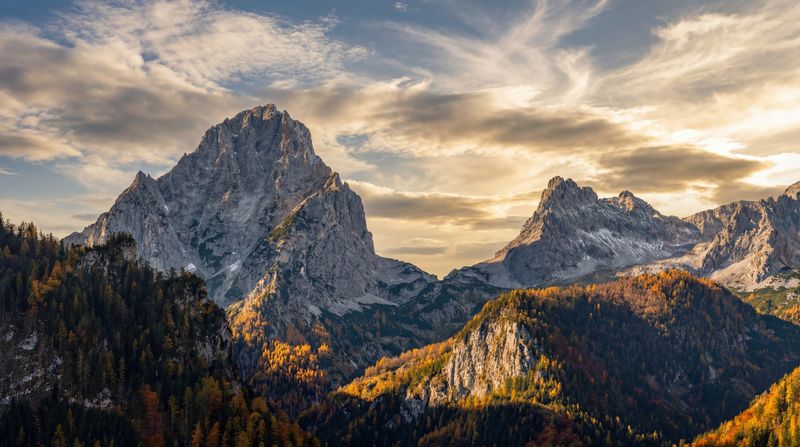 Mount Spitzmauer at dusk on Austria's Death Ridge Trail.