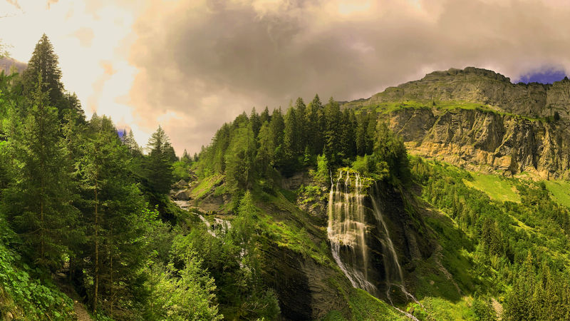 Cascade de la Pleureuse on the final day of the Tour du Fiz trek in the French Alps.