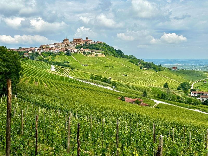The town of La Morra, where you will spend the first night of your journey along the vineyard trails of Piedmont, Italy.