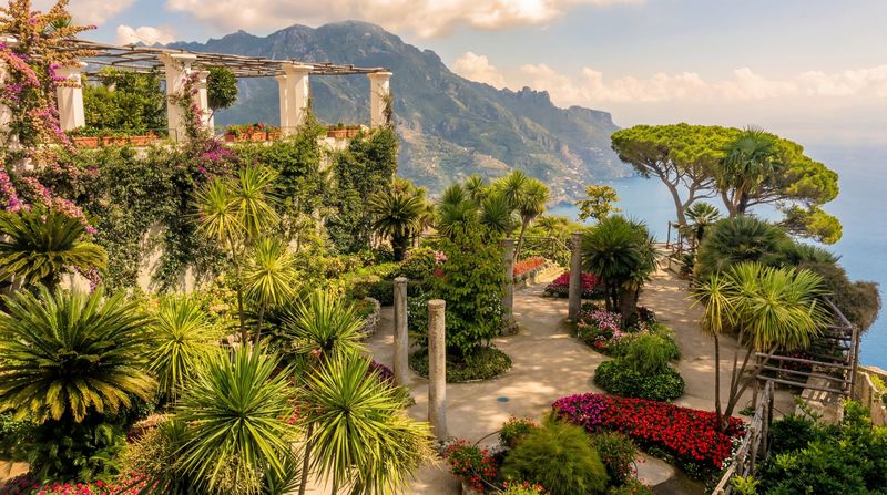 Inside the garden of Villa Rufolo on the Path of the Gods trail in Amalfi, Italy