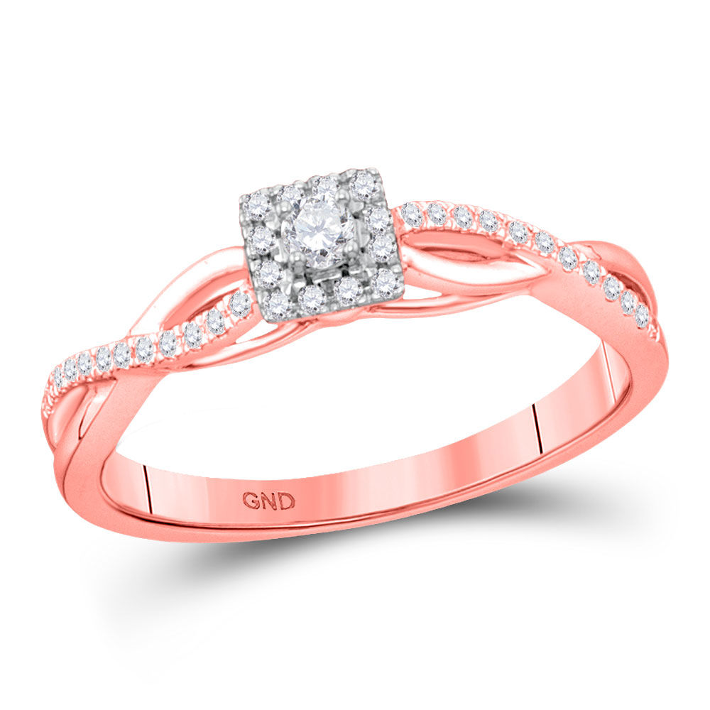 Diamond Solitaire Twist Bridal Wedding Engagement Ring 1/5 Cttw 10kt Rose Gold