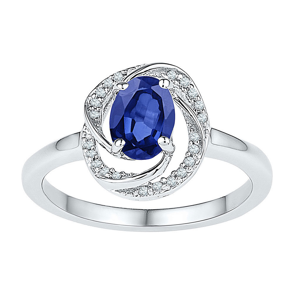 Oval Lab-Created Blue Sapphire Solitaire Ring 1-1/4 Cttw 10kt White Gold