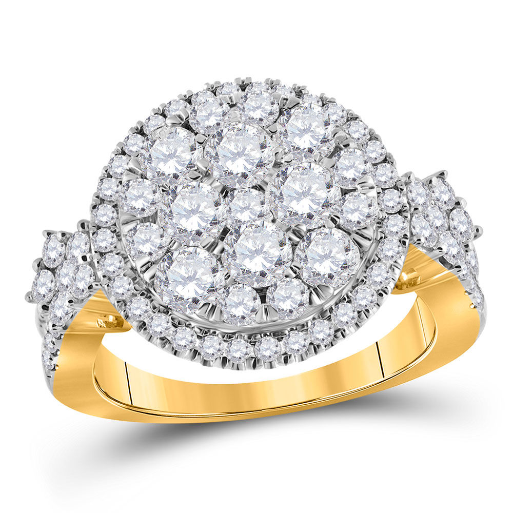Diamond Right Hand Cluster Ring 2.00 Cttw 14kt Yellow Gold