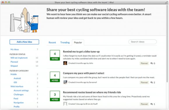 Aha's customer suggestion board for collecting customer feedback collect-customer-feedback