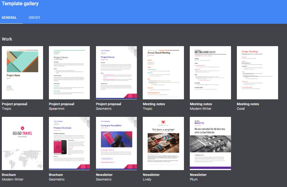 Google Docs templates