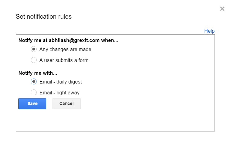 Google Sheets email