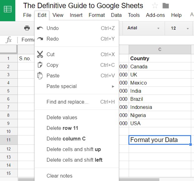 Google Sheets format data 2