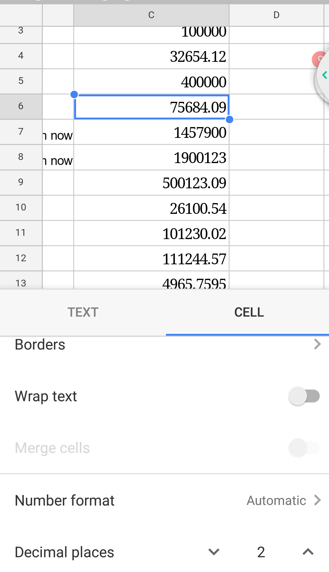 Google Sheets mobile app 4