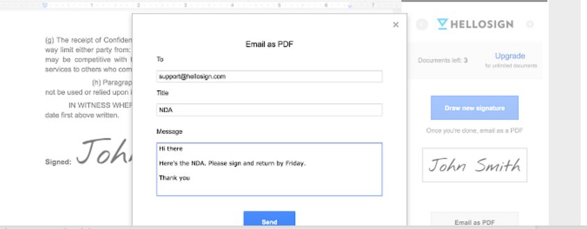 Google add-ons HelloSign