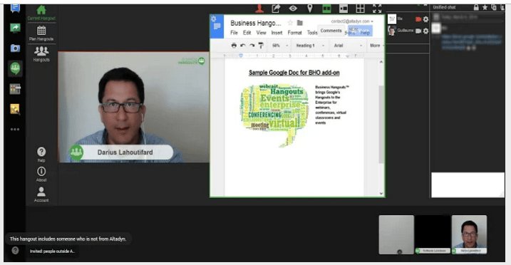 Google docs add-ons Business Hangouts for Docs