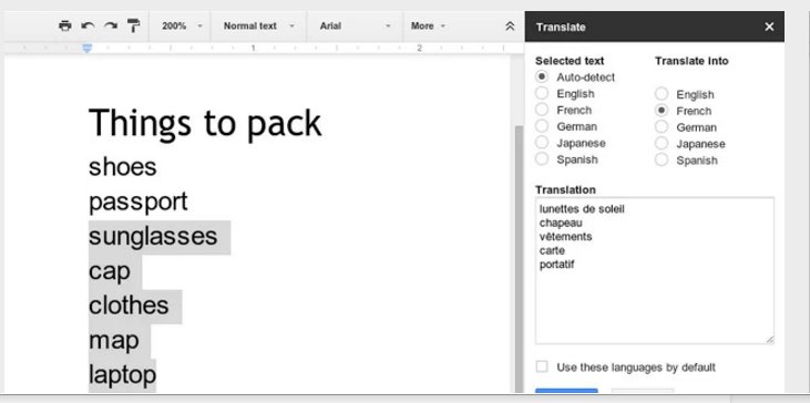 Google docs add-ons translate 1