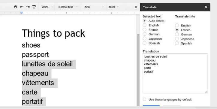 Google docs add-ons translate 2