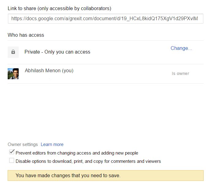 Google docs collaboration share prevent editors