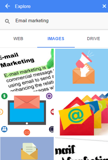 Google docs explore images