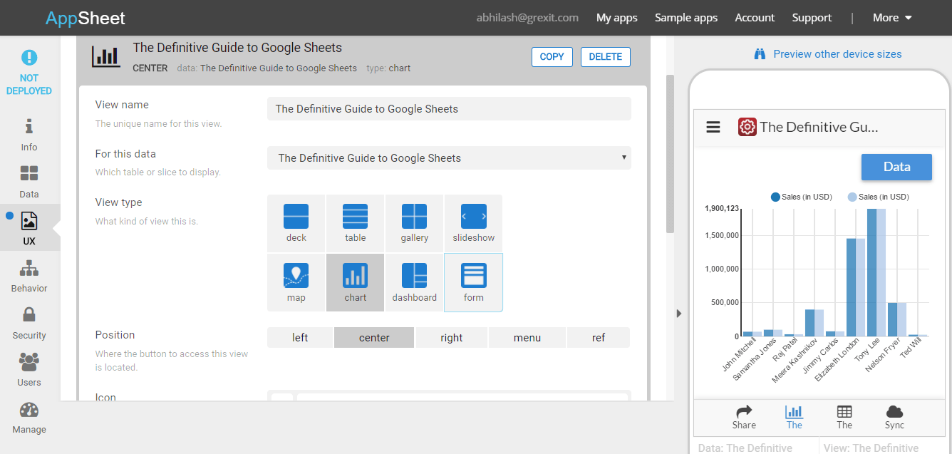 Google sheets appsheet 3