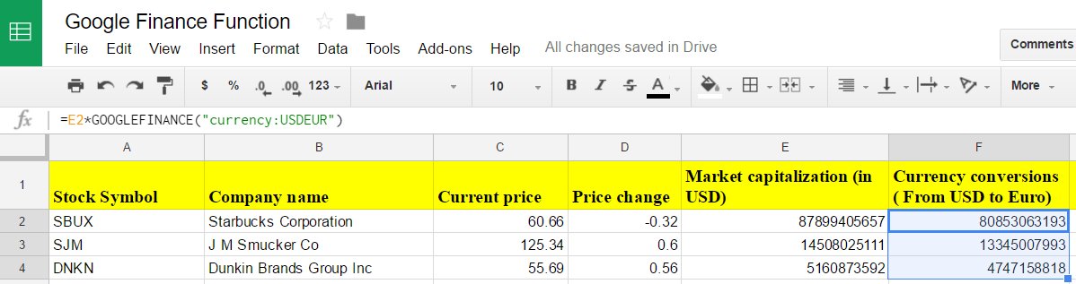 Google sheets finance 10