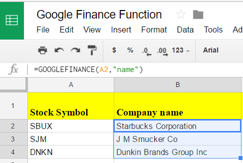 Google sheets finance 2