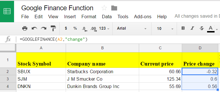 Google sheets finance 6