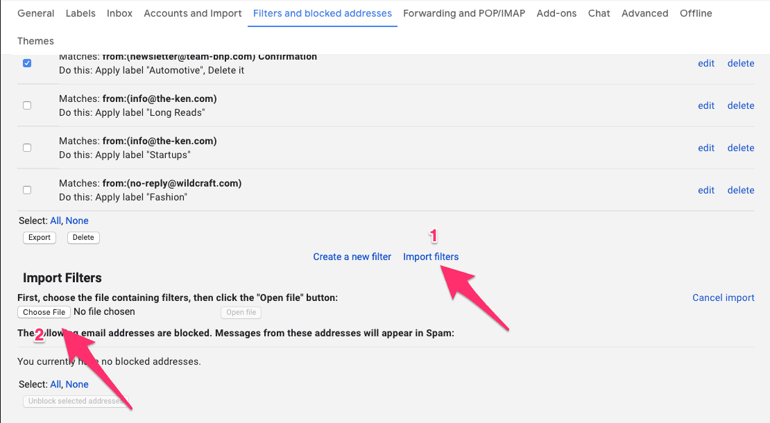 add gmail filter for mac