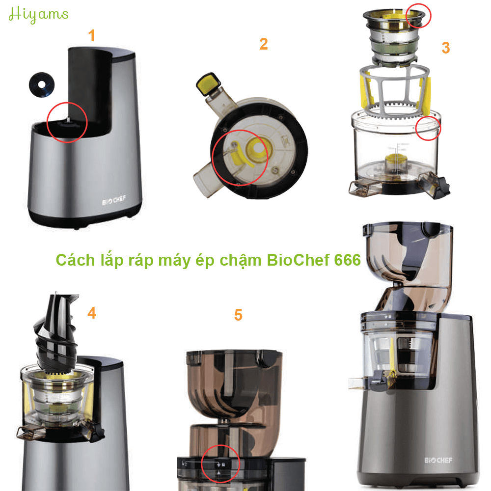Cách lắp ráp máy ép chậm BioChef 666
