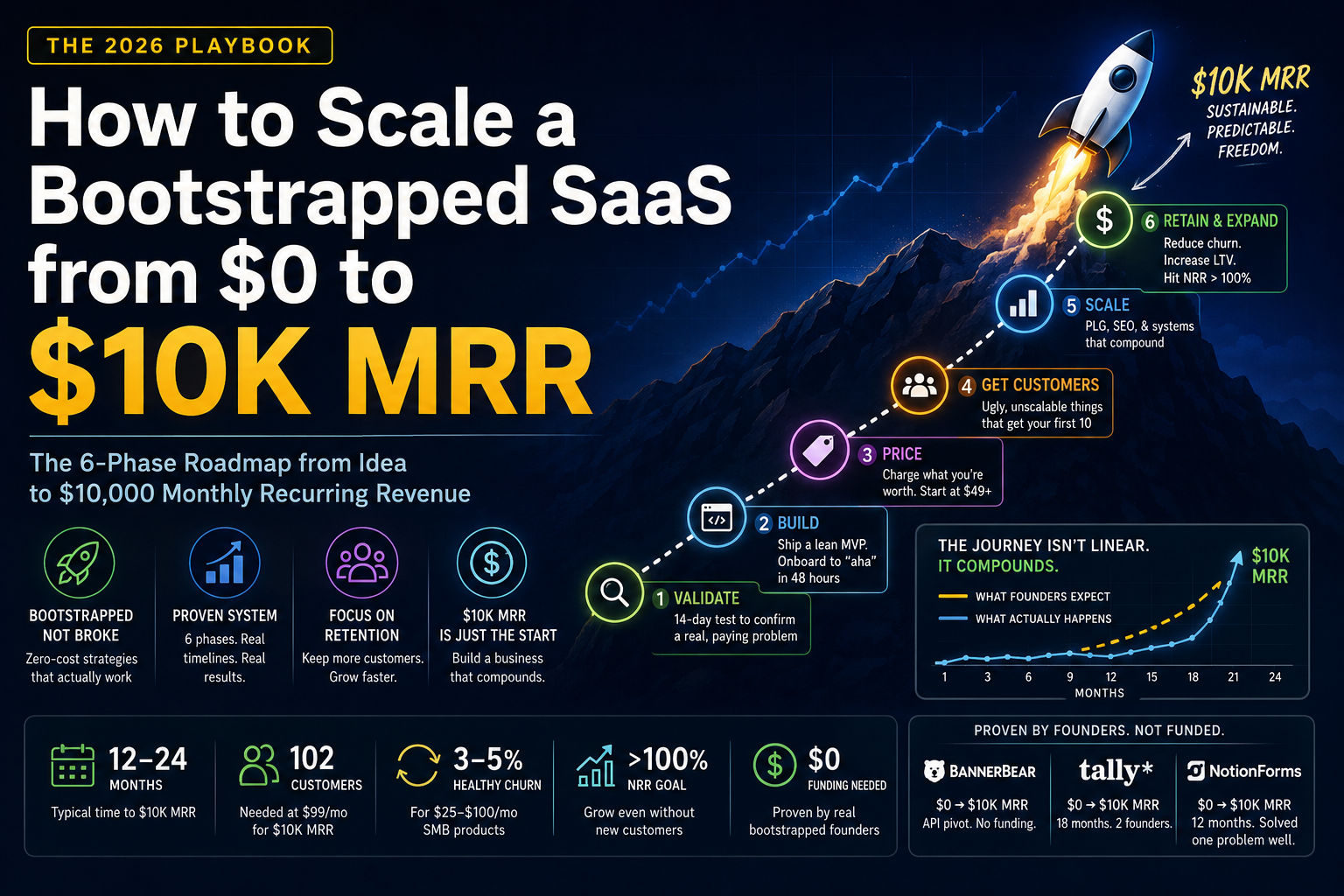 How to Scale a Bootstrapped SaaS from $0 to $10,000 MRR (The Ultimate Playbook)