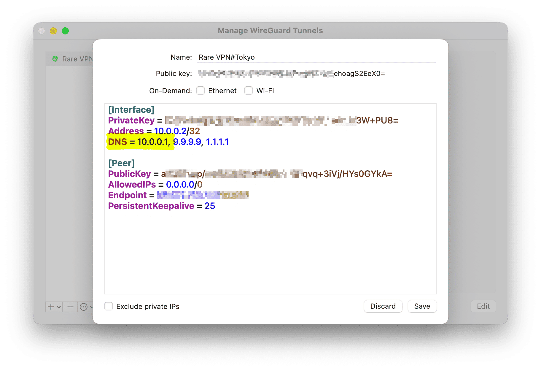 Wireguard Client Config, change DNS Resolver IP