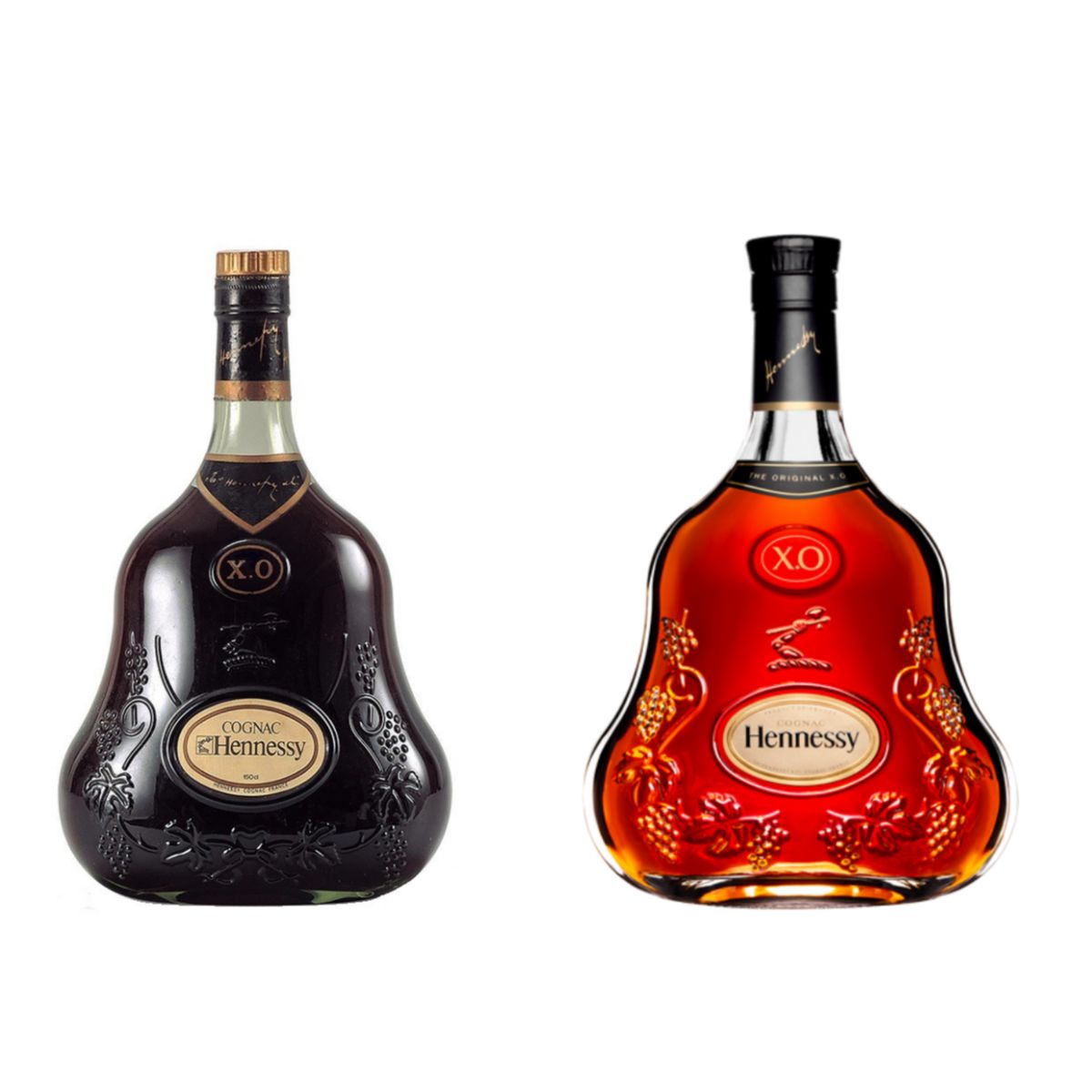 軒尼詩 XO 舊版金色粗邊與新版對比