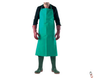 Chemical resistant apron, green PVC-coated nylon