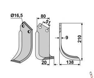 Standen Rotavator Bed Tiller Tine Blade Right Hand OE. 9951/DW9951 / DW1236RH / 12401