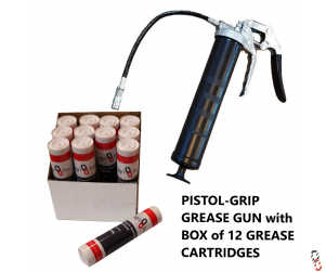 Pistol Grip Grease Gun with Box of 12 General Purpose Grease Cartridges: Bundle