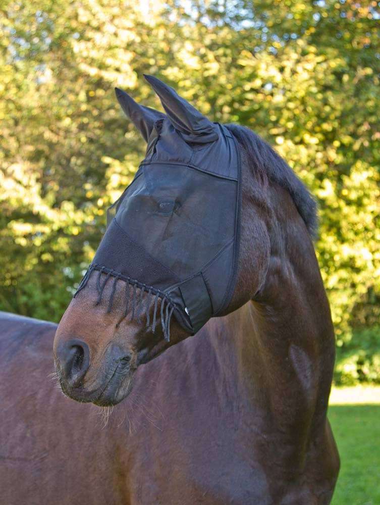 Masque Anti-Mouches Kerbl Premium Avec Protection Oreilles Et Cordon Nasal - Idéal Pour Cheval Demi-Sang