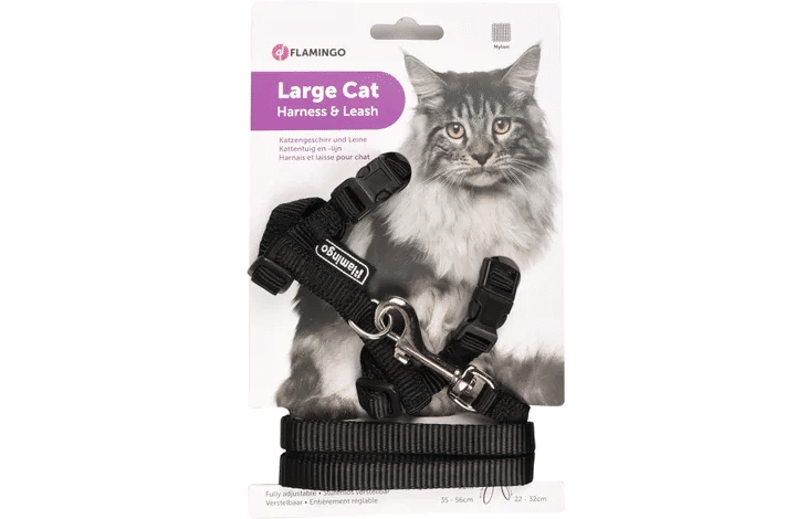 Harnais de Sécurité voiture + laisse Rouge 15 mm pour Chat Flamingo