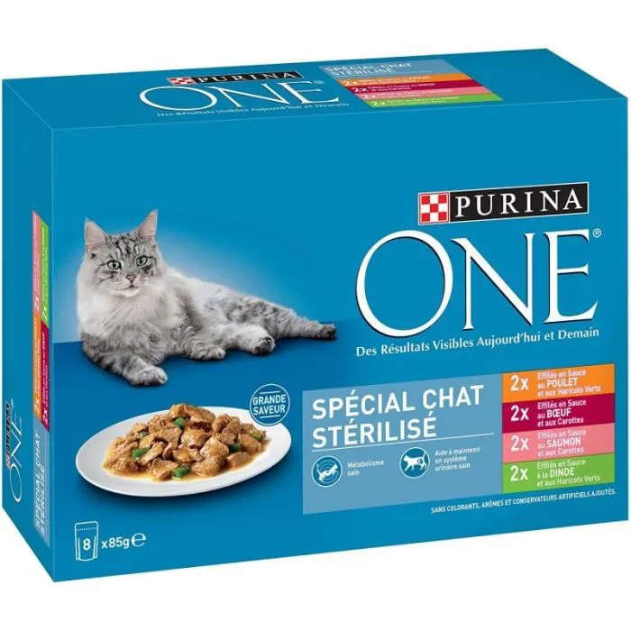 Pâtée pour chat Stérilisé au poulet, au bœuf, au saumon, à la