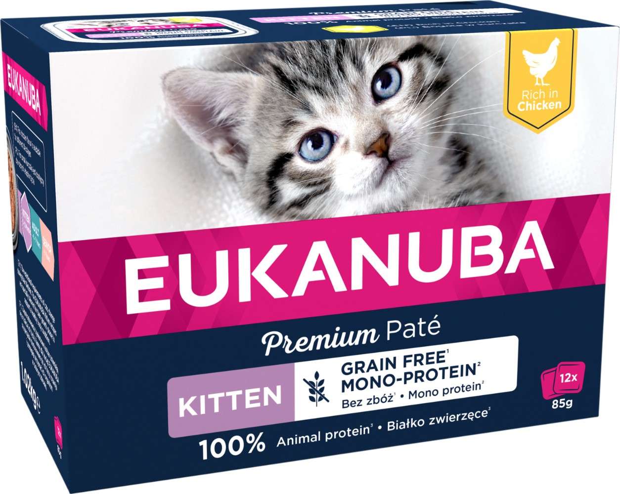 Eukanuba chaton pâté poulet 12X85g - JMT Alimentation Animale