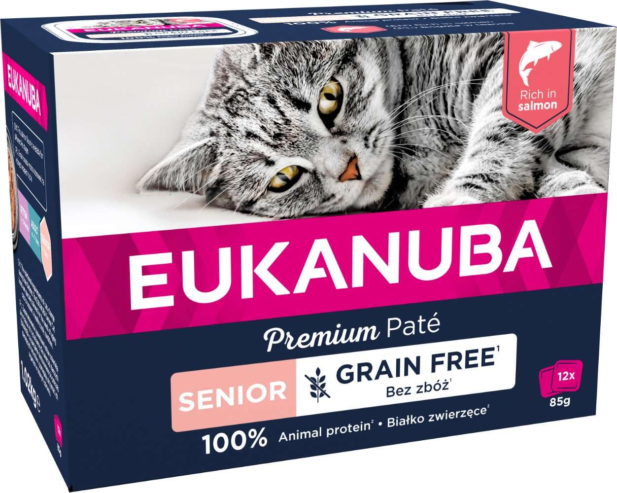 Eukanuba chat senior pâté saumon 12X85g - JMT Alimentation Animale