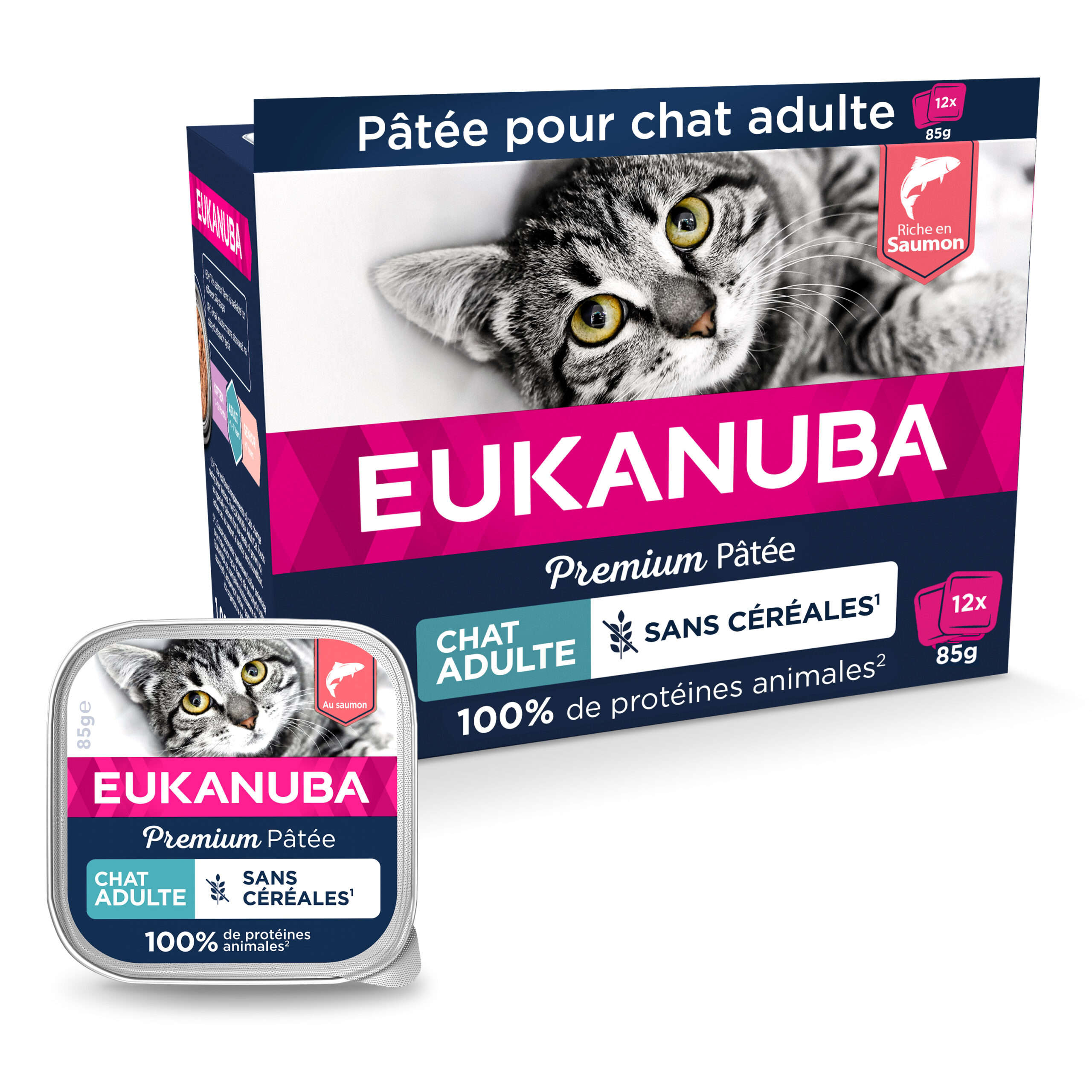 Eukanuba chat senior pâté saumon 12X85g - JMT Alimentation Animale