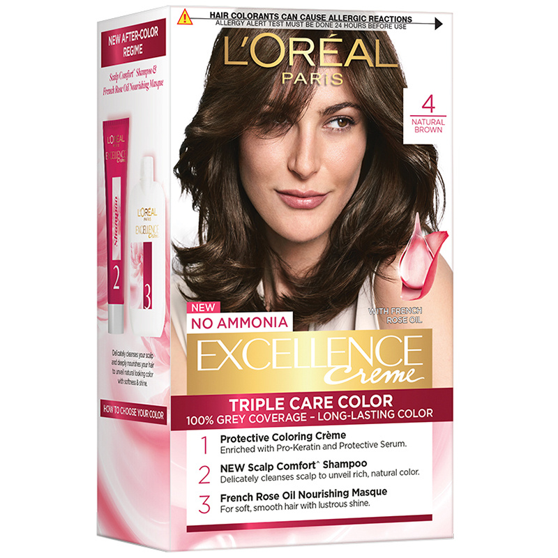 Loreal Paris Excellence Hair Color 4 Natural Dark Brown: Shop Loreal Paris  Excellence Hair Color 4 Natural Dark BrownOnline at Best Price in India |  Health and Glow (H&G)