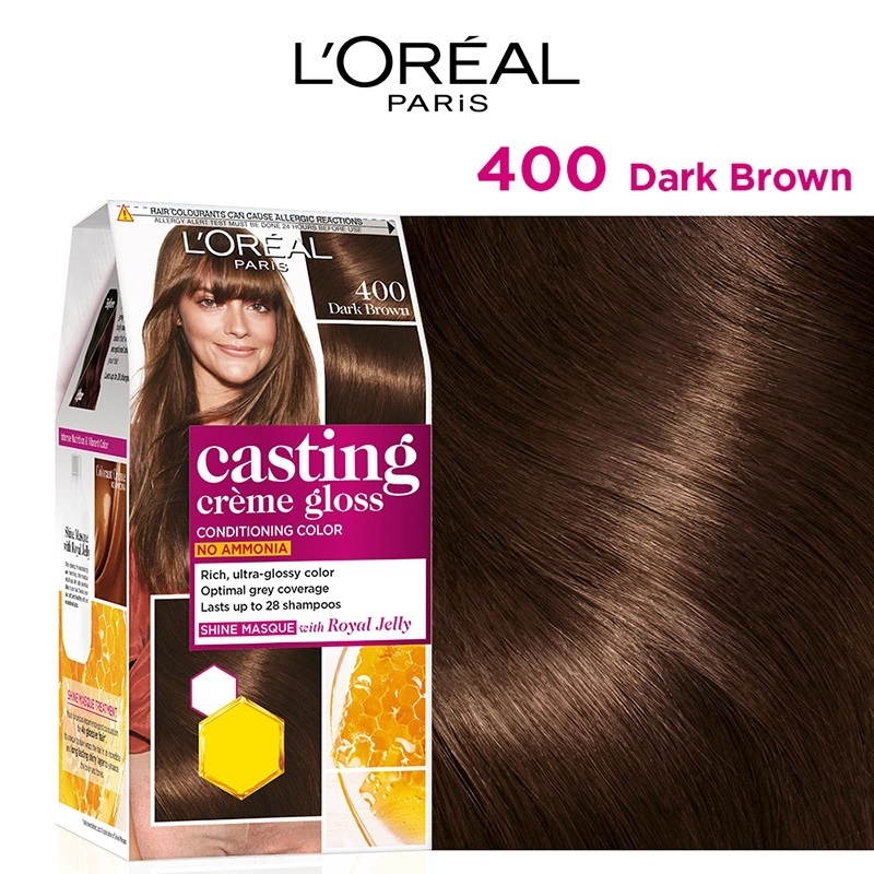 Buy LOreal Paris Casting Creme Gloss Hair Color Dark Brown 400 online at  best price in India  Health  Glow