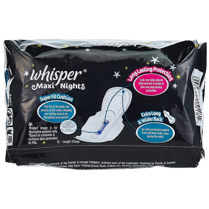 Whisper Maxi Overnight Sanitary Pads Xl 